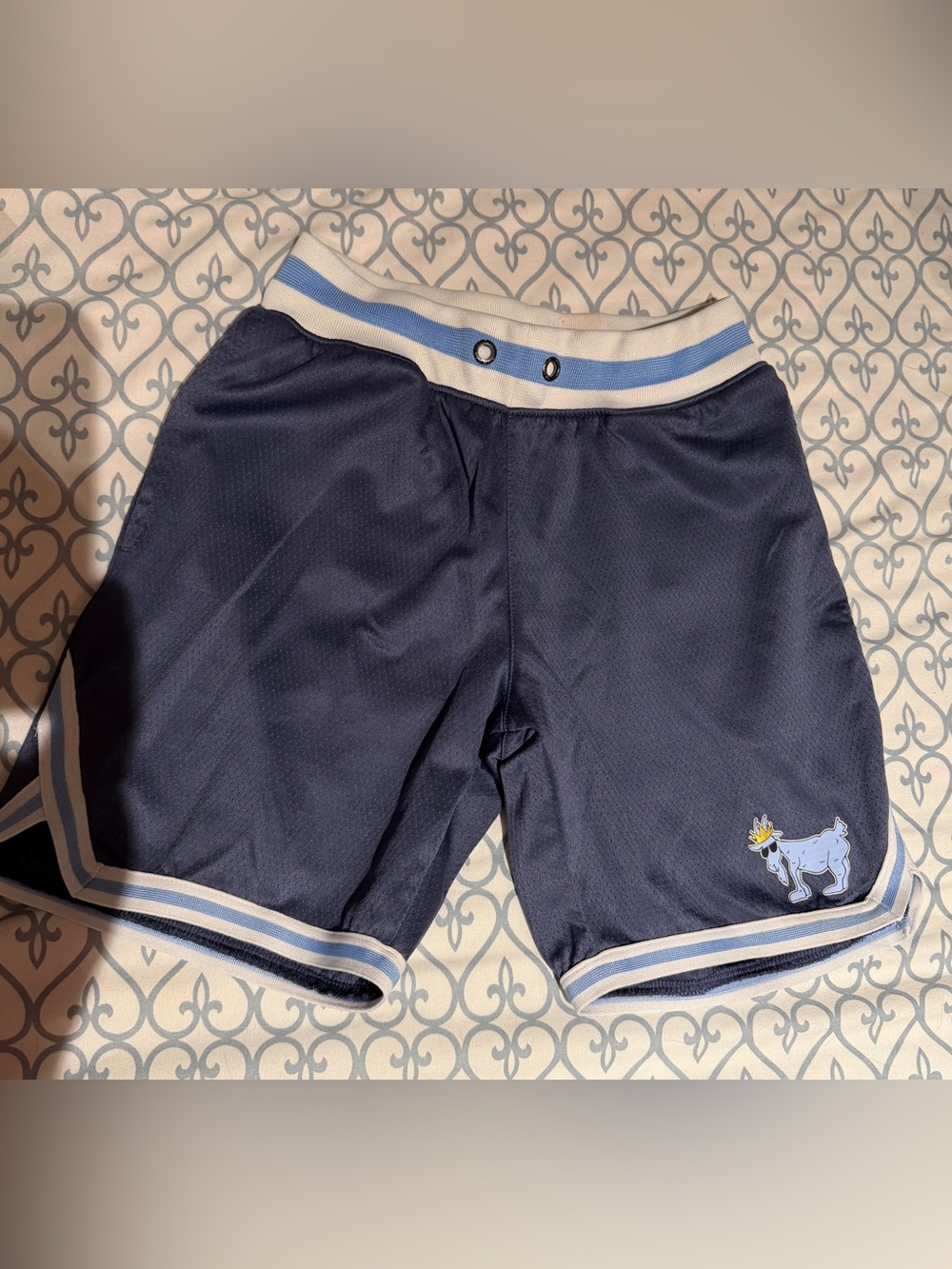Youth Goat USA Navy Blue Athletic Shorts with Light Blue Trim